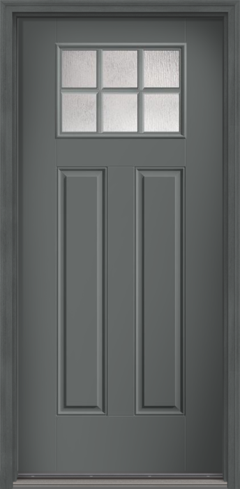 80" Rainglass Craftsman 6 Lite 2 Panel SDL Smooth Fiberglass Single Door