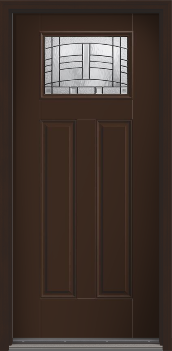80" Maple Park Craftsman Top View 2 Panel Smooth Fiberglass Single Door