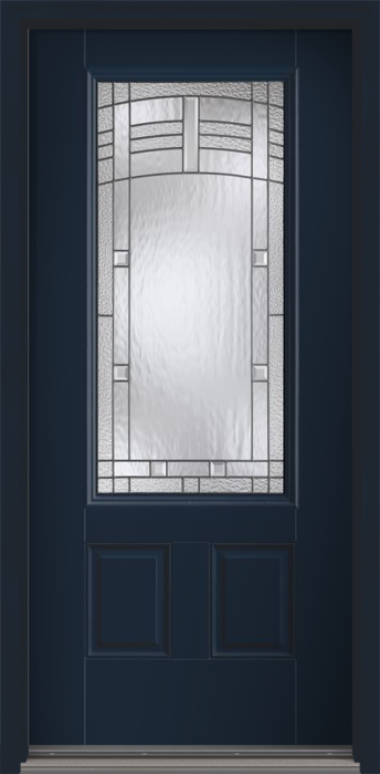 80" Maple Park 3/4 Lite 2 Panel Smooth Fiberglass Single Door