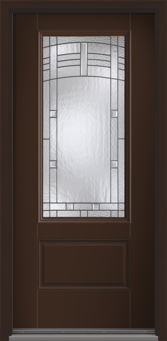 80" Maple Park 3/4 Lite 1 Panel Smooth Fiberglass Single Door