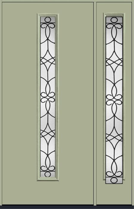 80" Salinas Modern Pulse Linea Centered Smooth Fiberglass Single Door, Full Sidelite