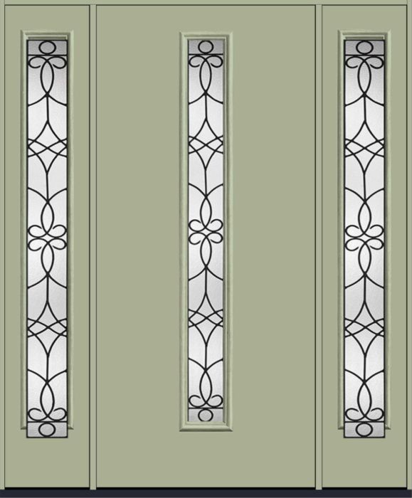 80" Salinas Modern Pulse Linea Centered Smooth Fiberglass Single Door, Full Sidelites