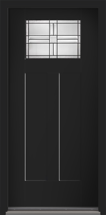 80" Saratoga Craftsman Top View 2 Panel Shaker Smooth Flush-Glazed Fiberglass Single Door