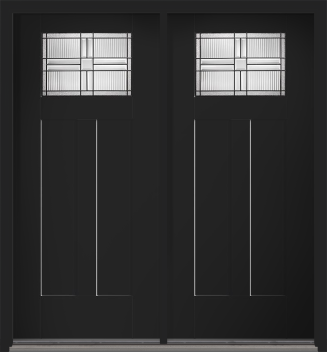 80" Saratoga Craftsman Top View 2 Panel Shaker Smooth Flush-Glazed Fiberglass Double Door