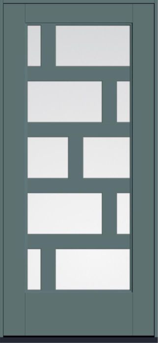 80" Low-E Contemporary Asymmetrical 10 Lite Left SDL Flat 3-1/2" Smooth Full Lite Flush-Glazed Fiberglass Single Door