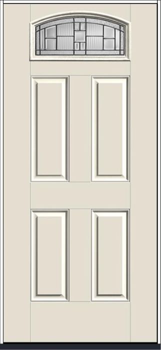 80" Saratoga Camber Top Lite 4 Panel Smooth Fiberglass Single Door
