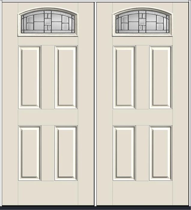 80" Saratoga Camber Top Lite 4 Panel Smooth Fiberglass Double Door