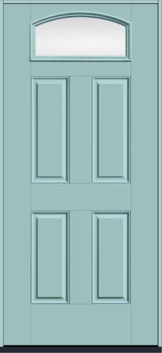 80" Low-E Camber Top Lite 4 Panel Smooth Fiberglass Single Door