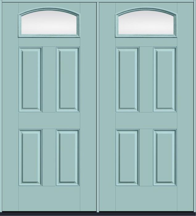 80" Clear Camber Top Lite 4 Panel Smooth Fiberglass Double Door