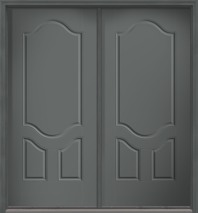 80" 3 Panel Scroll Top Smooth Fiberglass Double Door