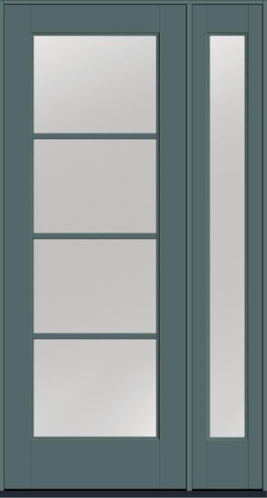 96" Low-E Colonial 4 Lite SDL Flat 1-1/8" Smooth Full Lite Flush-Glazed Fiberglass Single Door, Sidelite