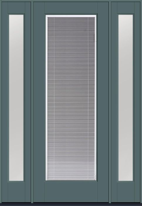 96" Clear Raise/Tilt Smooth Full Lite Flush-Glazed Fiberglass Single Door, Sidelites