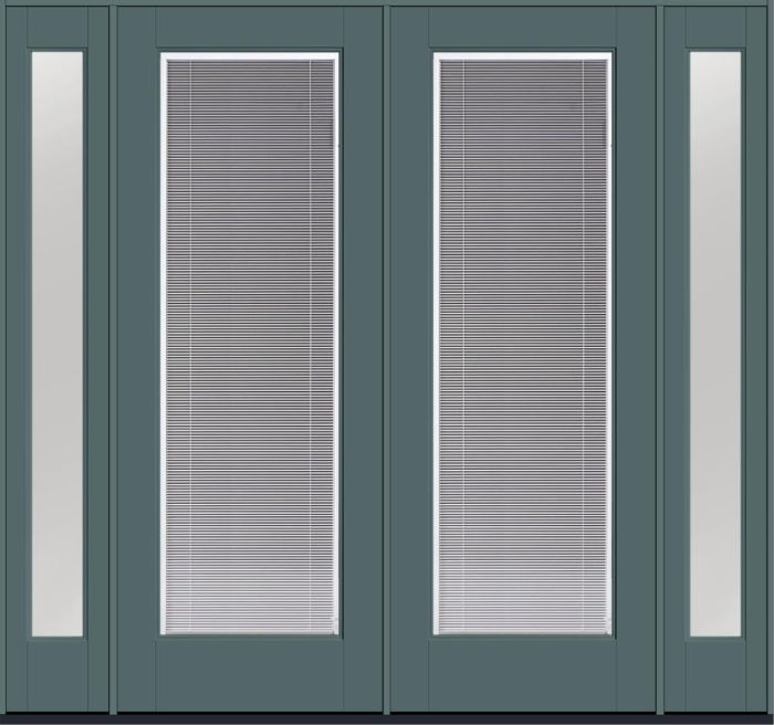 96" Clear Raise/Tilt Smooth Full Lite Flush-Glazed Fiberglass Double Door, Sidelites
