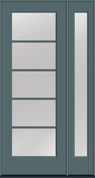 96" Low-E Colonial 5 Lite SDL Flat 1-1/8" Smooth Full Lite Flush-Glazed Fiberglass Single Door, Sidelite
