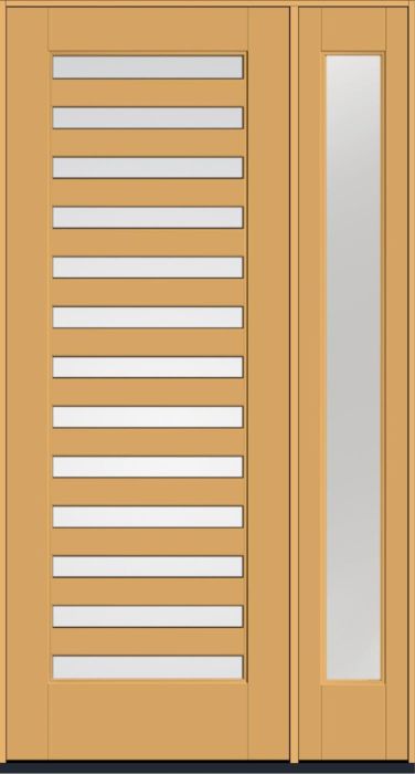 96" Low-E Slimlite 13 Lite SDL Flat 3-1/2" Smooth Full Lite Flush-Glazed Fiberglass Single Door, Full Sidelite