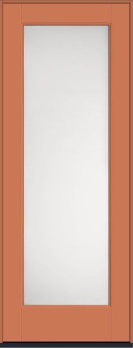 96" Satin Etch Contemporary Modern Full Lite Smooth Flush-Glazed Fiberglass Single Door