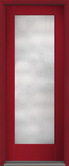 96" Rainglass Contemporary Modern Full Lite Smooth Flush-Glazed Fiberglass Single Door