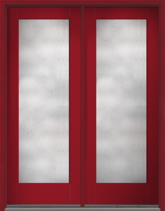 96" Rainglass Contemporary Modern Full Lite Smooth Flush-Glazed Fiberglass Double Door