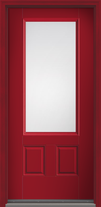 80" Clear 3/4 Lite 2 Panel Smooth Fiberglass Single Door