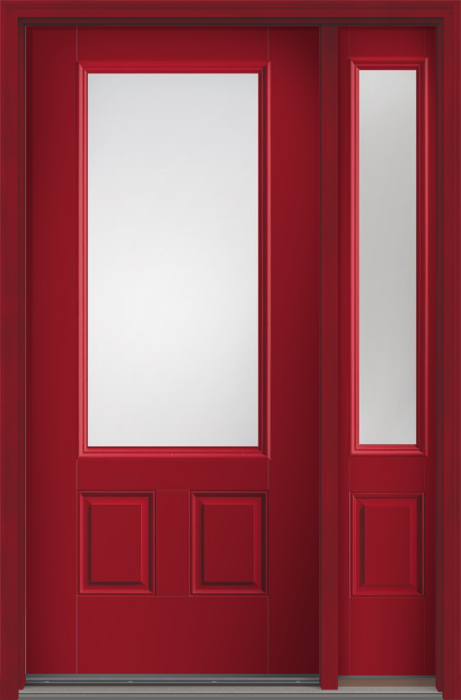 80" Clear 3/4 Lite 2 Panel Smooth Fiberglass Single Door, Sidelite