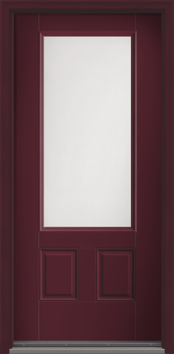 80" Satin Etch 3/4 Lite 2 Panel Smooth Fiberglass Single Door