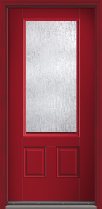 80" Rainglass 3/4 Lite 2 Panel Smooth Fiberglass Single Door