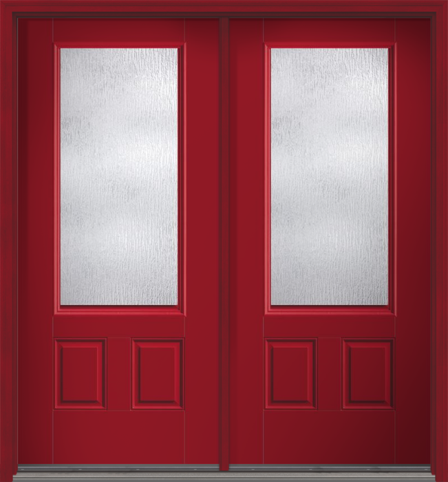 80" Rainglass 3/4 Lite 2 Panel Smooth Fiberglass Double Door
