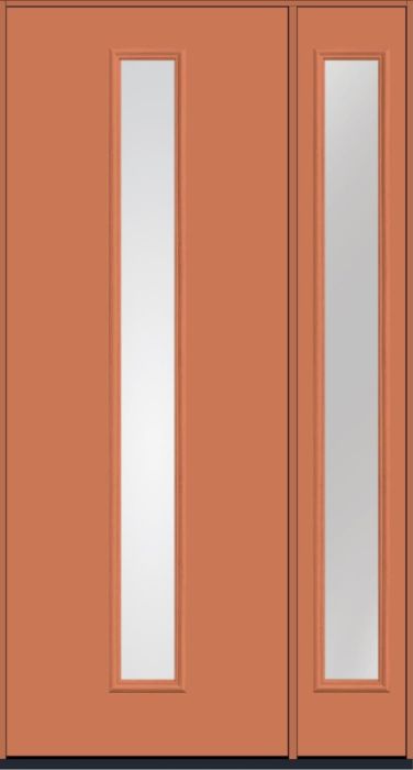 96" Low-E Modern Pulse Linea Centered Smooth Fiberglass Single Door, Sidelite