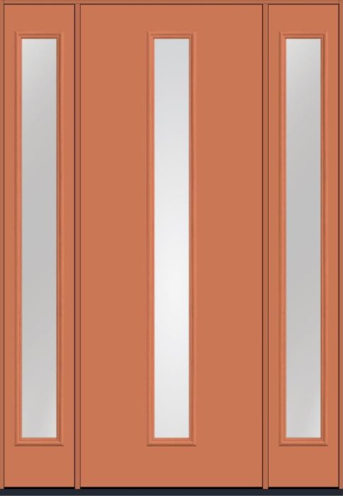 96" Low-E Modern Pulse Linea Centered Smooth Fiberglass Single Door, Sidelites