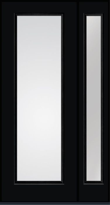 96" Low-E Full Lite Smooth Fiberglass Single Door, Full Sidelite