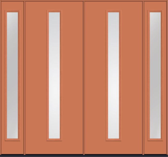 96" Clear Modern Pulse Linea Centered Smooth Fiberglass Double Door, Sidelites
