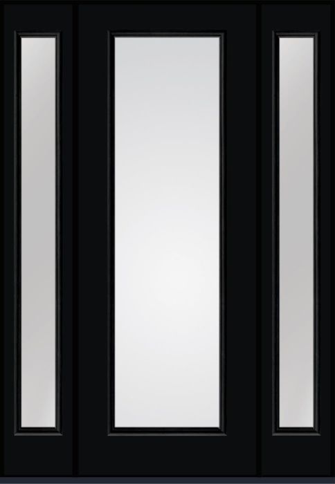 96" Low-E Full Lite Smooth Fiberglass Single Door, Full Sidelites