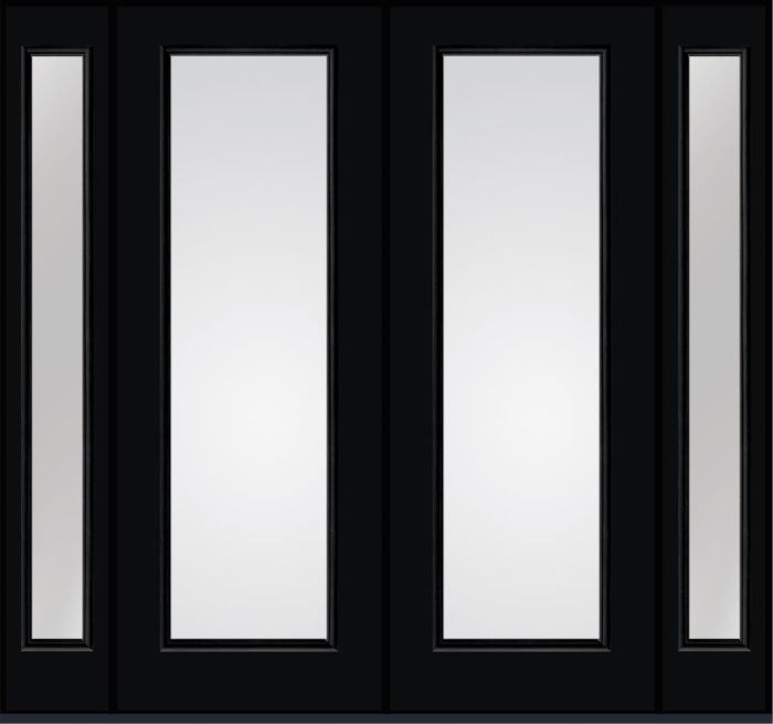 96" Low-E Full Lite Smooth Fiberglass Double Door, Full Sidelites