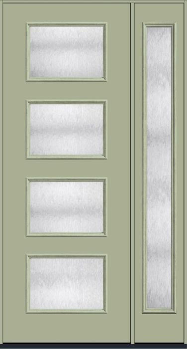 96" Chord Modern Pulse Ari 4-Lite Smooth Fiberglass Single Door, Full Sidelite