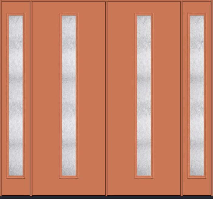 96" Chord Modern Pulse Linea Centered Smooth Fiberglass Double Door, Sidelites