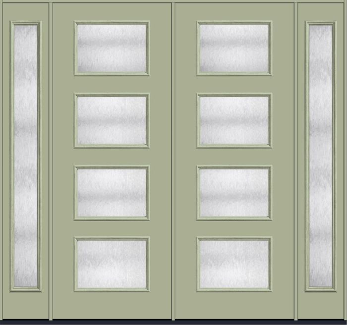 96" Chord Modern Pulse Ari 4-Lite Smooth Fiberglass Double Door, Full Sidelites
