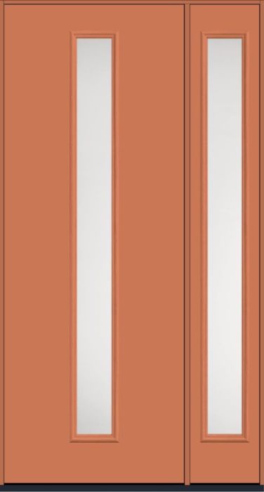 96" Satin Etch Modern Pulse Linea Centered Smooth Fiberglass Single Door, Sidelite