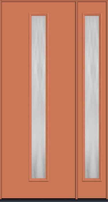 96" Chinchilla Modern Pulse Linea Centered Smooth Fiberglass Single Door, Sidelite