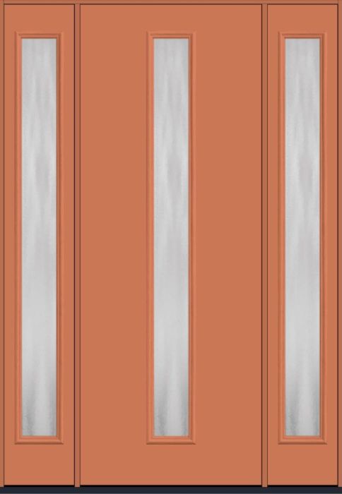 96" Chinchilla Modern Pulse Linea Centered Smooth Fiberglass Single Door, Sidelites