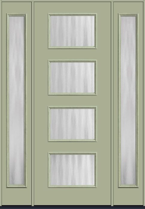 96" Chinchilla Modern Pulse Ari 4-Lite Smooth Fiberglass Single Door, Full Sidelites
