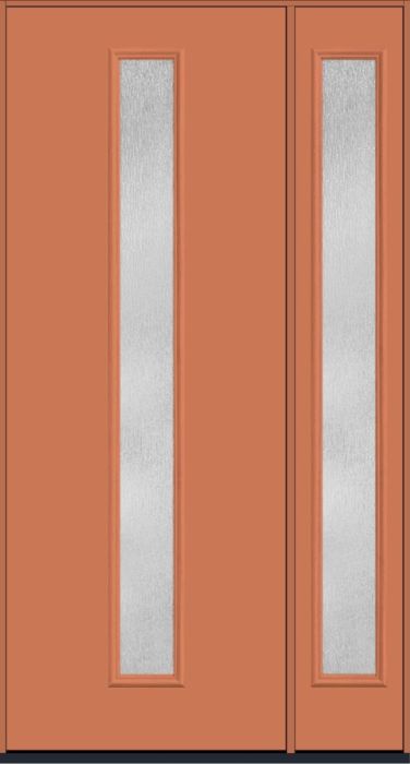 96" Rainglass Modern Pulse Linea Centered Smooth Fiberglass Single Door, Sidelite