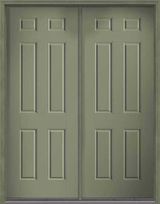 96" 6 Panel Smooth Fiberglass Double Door