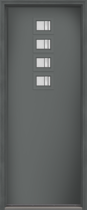 96" Axis Modern Pulse Echo 4-Lite Top Center Cluster Smooth Fiberglass Single Door