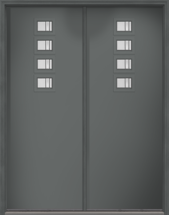 96" Axis Modern Pulse Echo 4-Lite Top Center Cluster Smooth Fiberglass Double Door