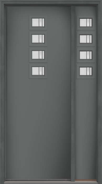 96" Axis Modern Pulse Echo 4-Lite Top Center Cluster Smooth Fiberglass Single Door, Sidelite