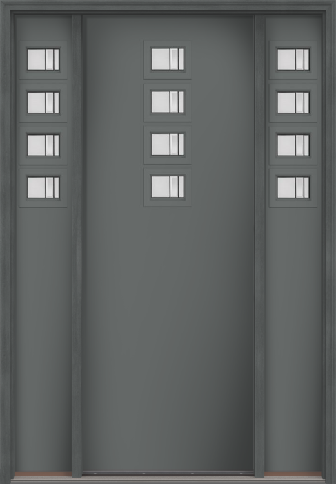 96" Axis Modern Pulse Echo 4-Lite Top Center Cluster Smooth Fiberglass Single Door, Sidelites
