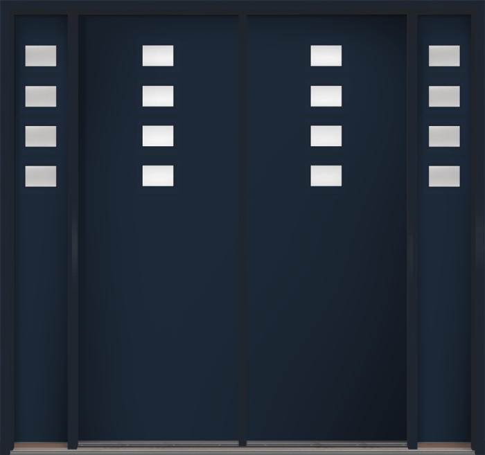96" Clear Modern Pulse Echo 4-Lite Top Center Cluster Smooth Fiberglass Double Door, Sidelites