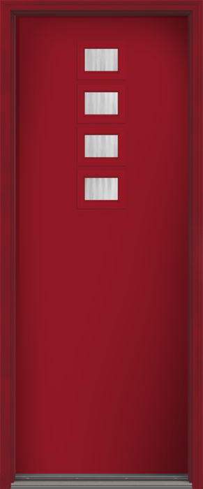 96" Chinchilla Modern Pulse Echo 4-Lite Top Center Cluster Smooth Fiberglass Single Door