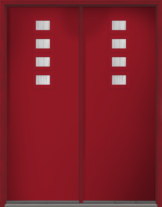 96" Chinchilla Modern Pulse Echo 4-Lite Top Center Cluster Smooth Fiberglass Double Door