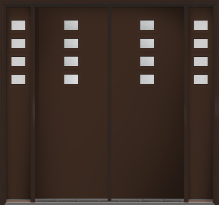 96" Granite Modern Pulse Echo 4-Lite Top Center Cluster Smooth Fiberglass Double Door, Sidelites